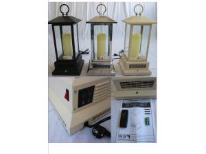 Twin Star decolatern lantern with LED flickering candle and integrated infrared quartz space heater
